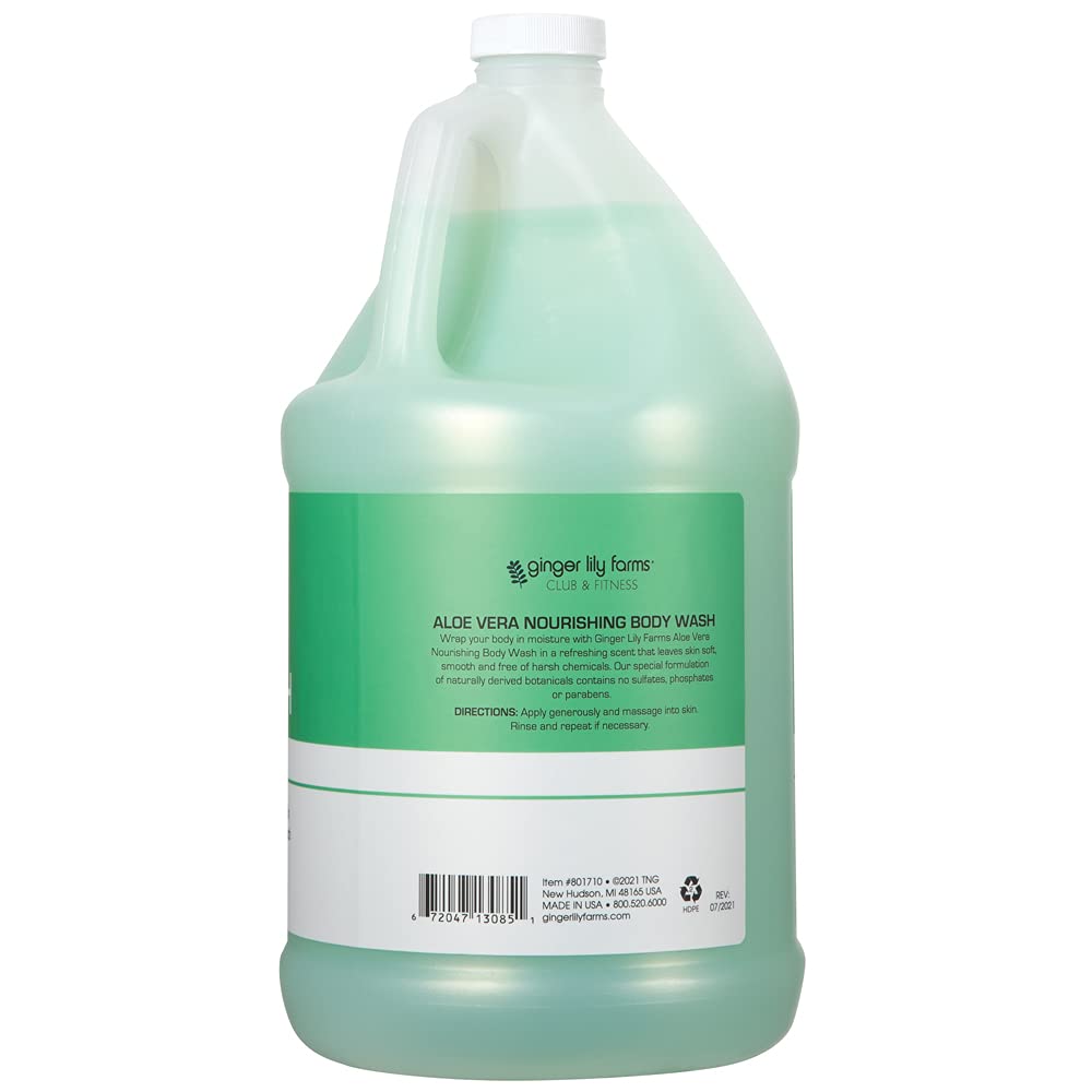 Bouteille de gel douche nourrissant Aloe Vera Ginger Lily Farms vue de côté