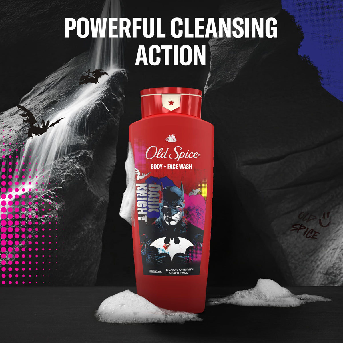 Bouteille de Gel Douche Old Spice Batman avec accessoires de bain