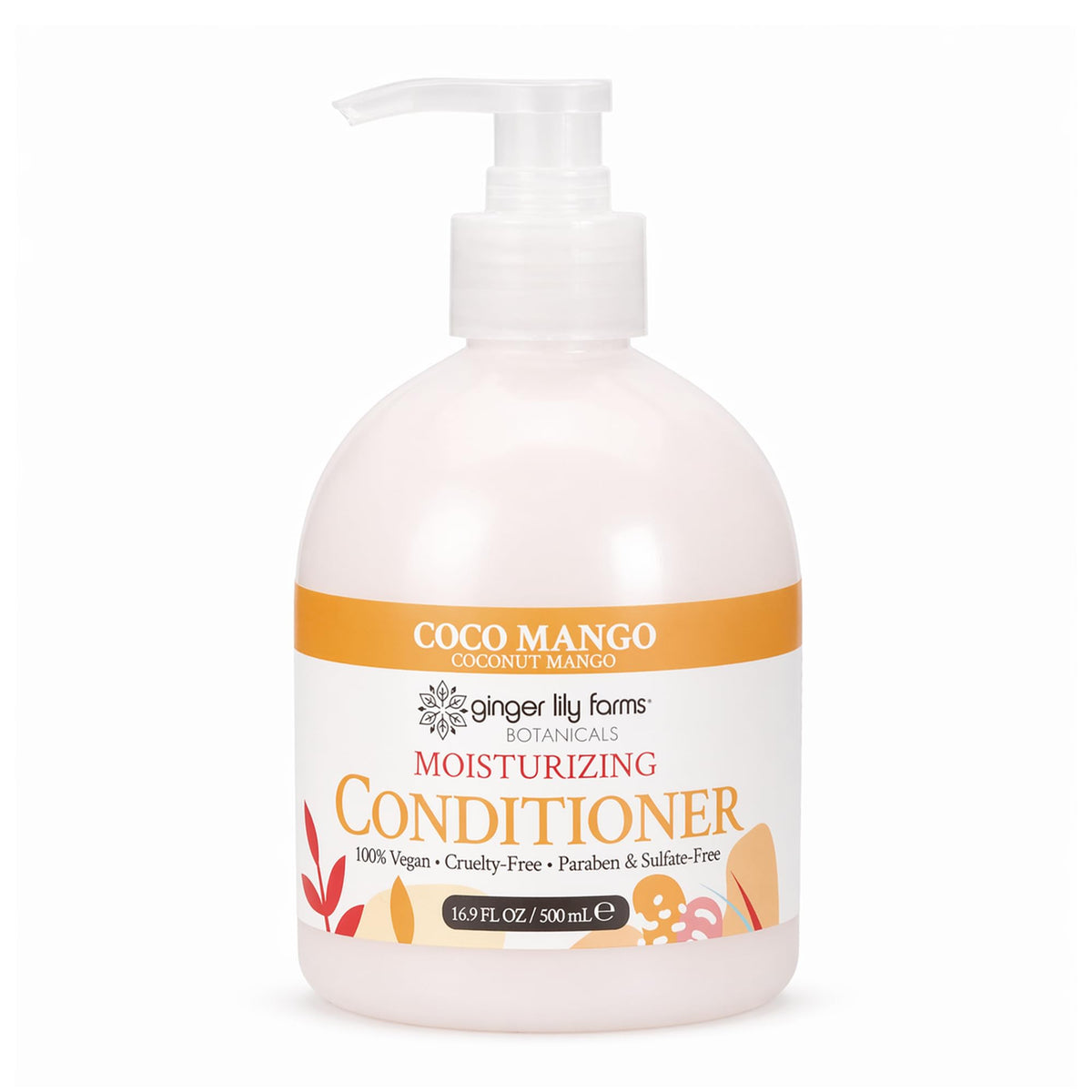 Bouteille de l'après-shampoing Coco Mango Ginger Lily Farms vue de face