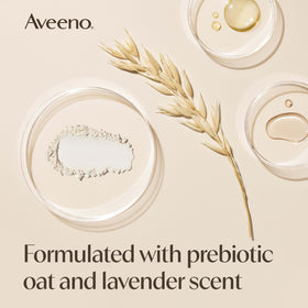 Bouteille de lotion aveeno au lavande sur une serviette