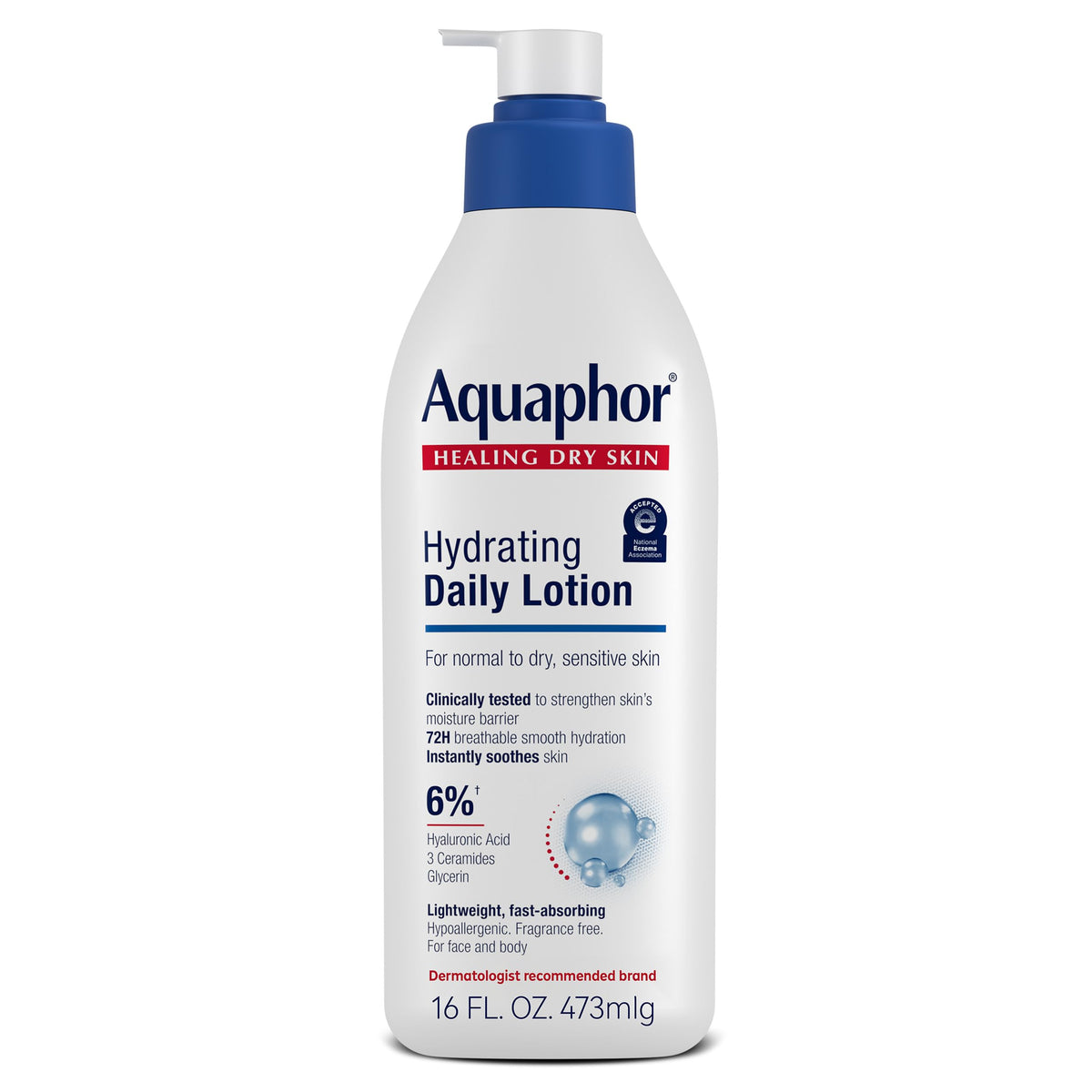 Bouteille de Lotion Hydratante Aquaphor 16 oz vue de face