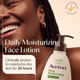 Bouteille de lotion hydratante Aveeno avec étiquette