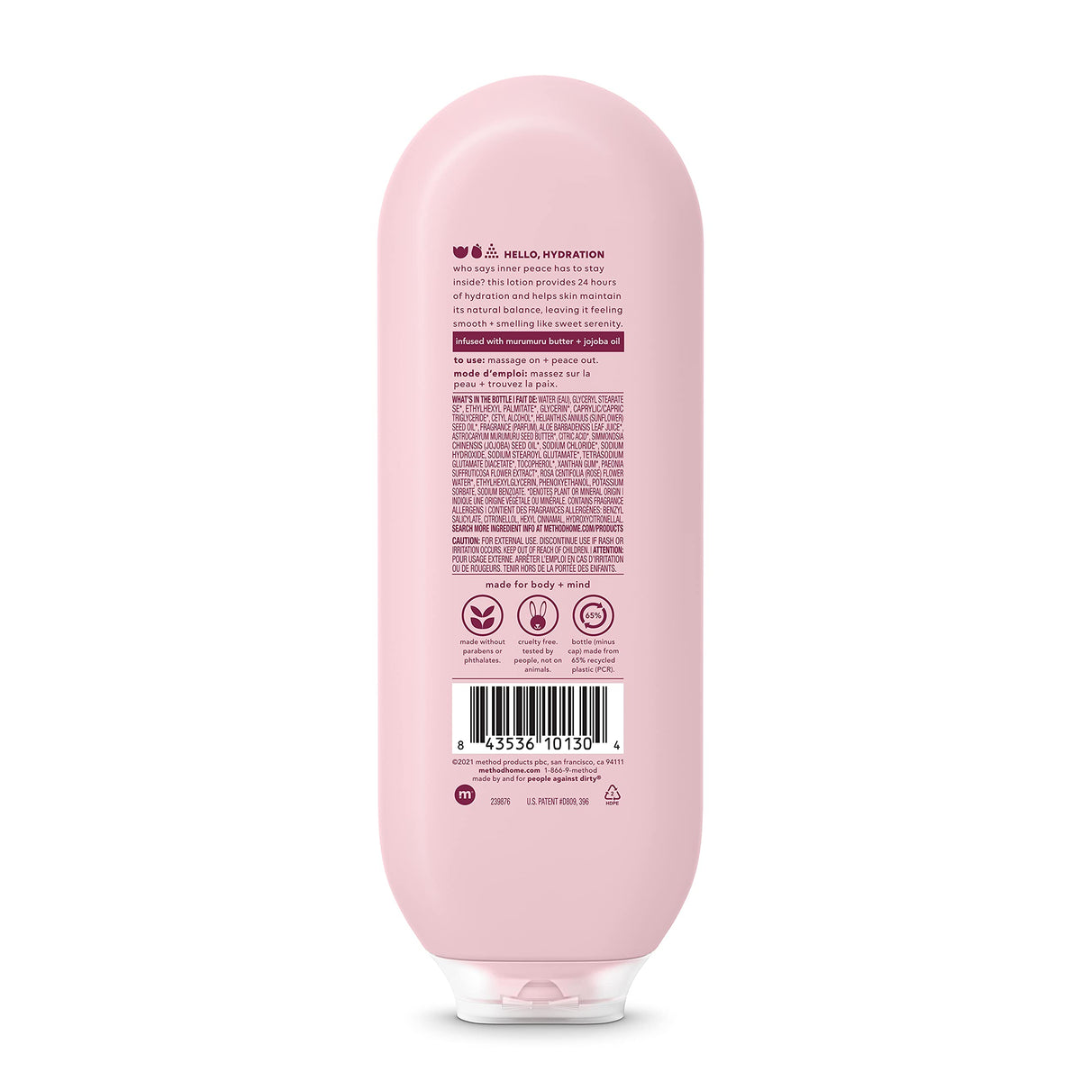 Bouteille de lotion Method Pure Peace avec étiquette