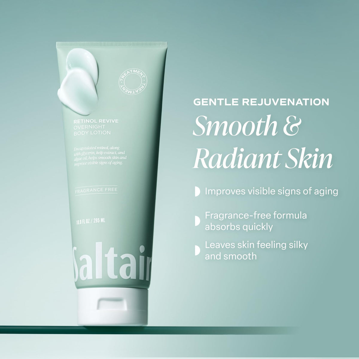Bouteille de lotion Saltair au rétinol sur fond neutre