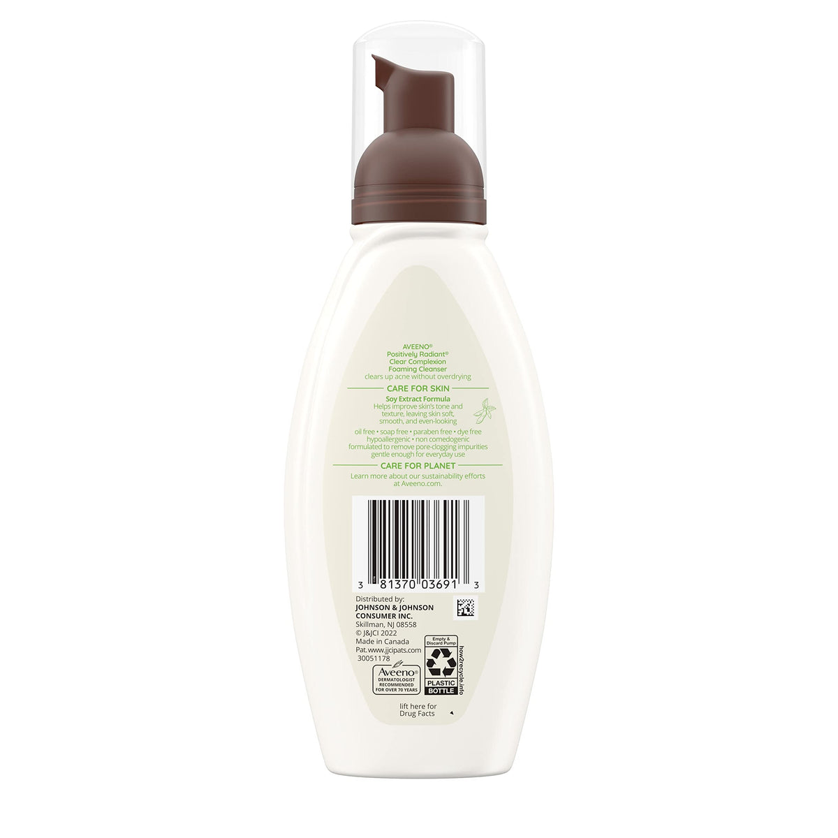 Bouteille de nettoyant Aveeno avec une texture moussante