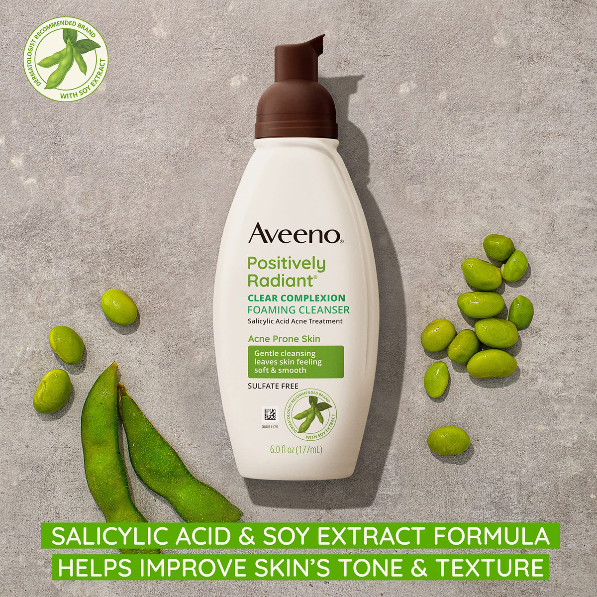Bouteille de nettoyant moussant Aveeno vue de face