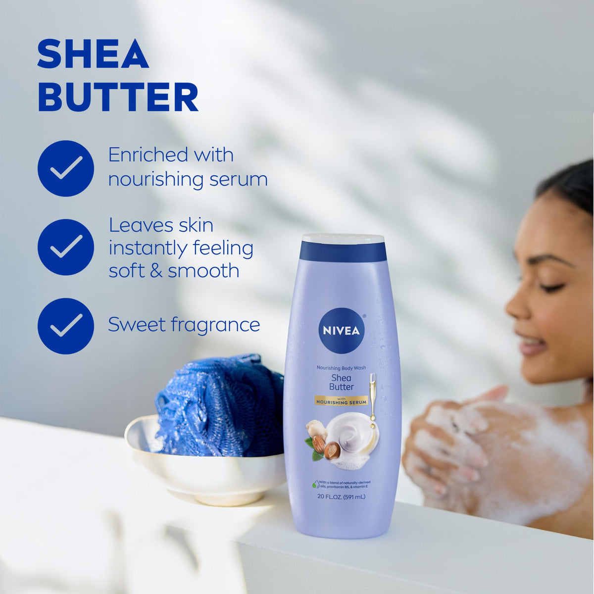 Bouteille de NIVEA Gel Douche au Beurre de Karité avec ingrédients naturels