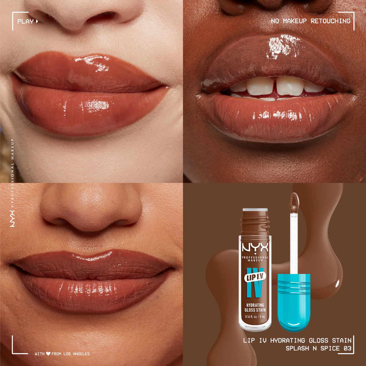 Bouteille de NYX Lip IV avec bouchon en gros plan