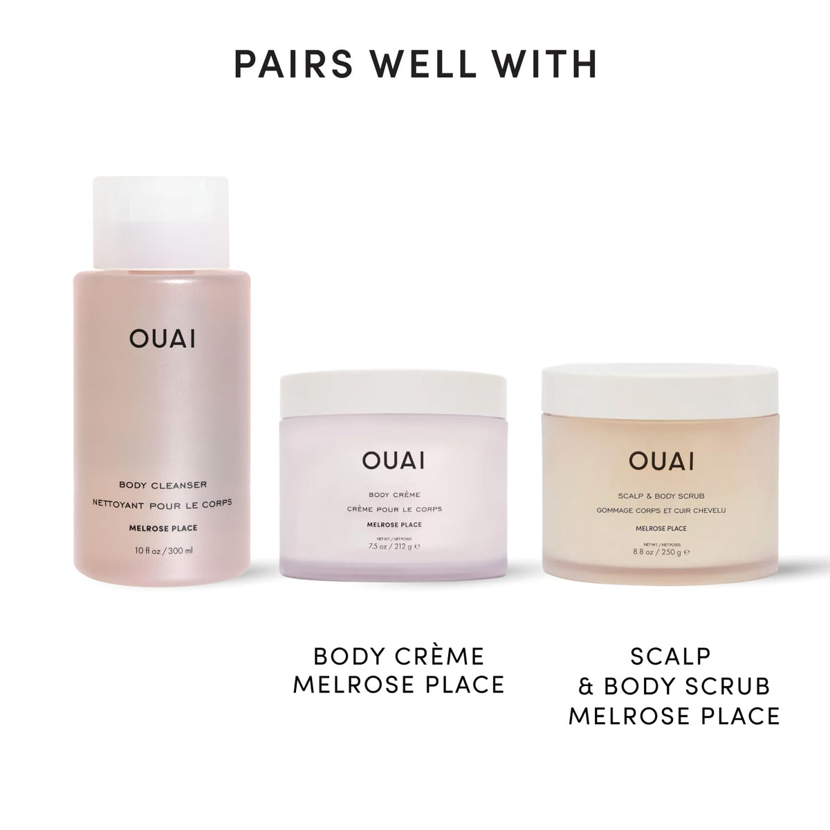 Bouteille de OUAI Gel Douche Melrose Place sur une étagère