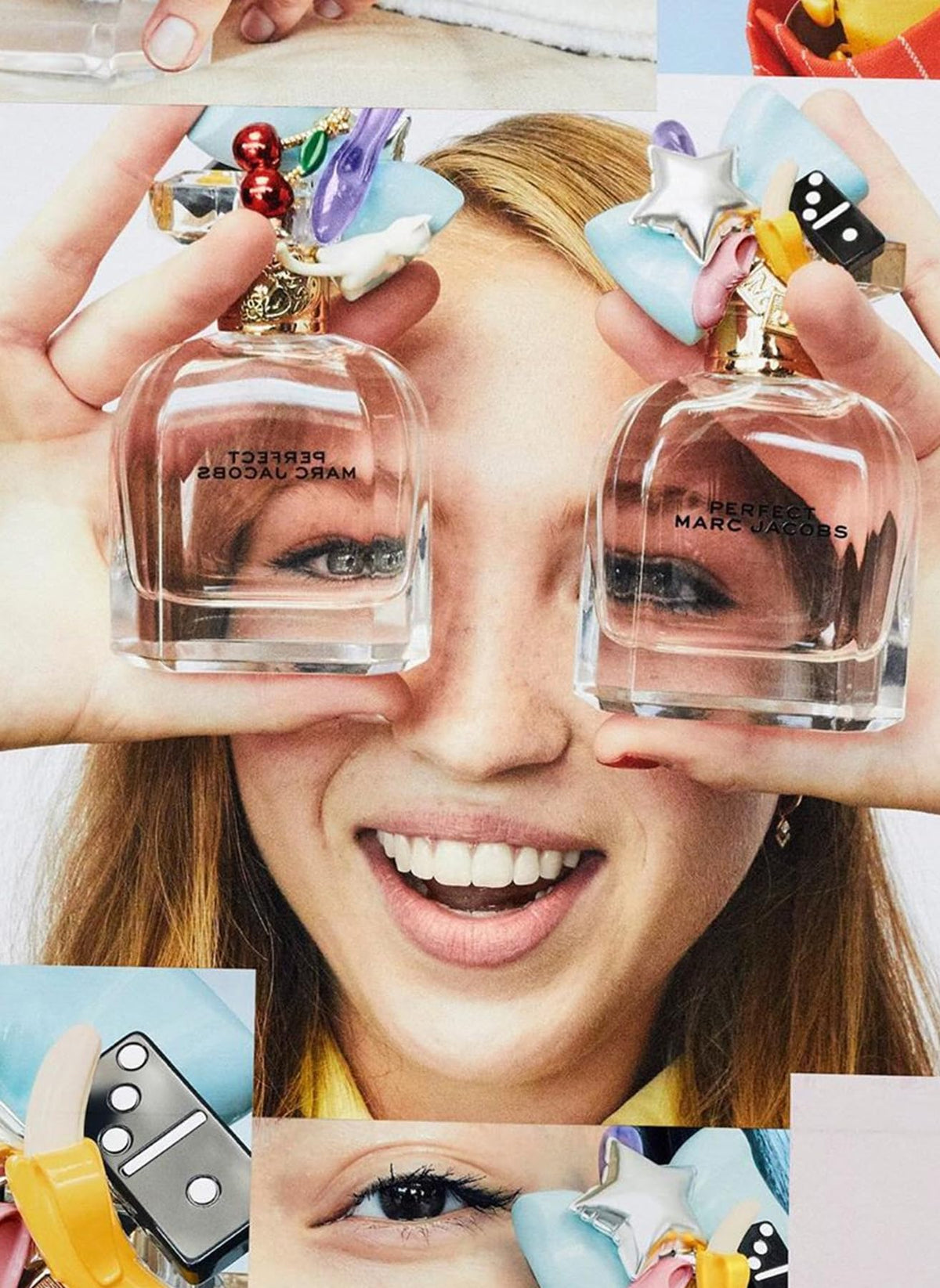 Bouteille de parfum Marc Jacobs Perfect sur une table en bois