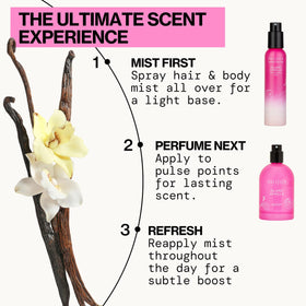 Bouteille de parfum Pacifica Island Vanilla à côté d'un livre