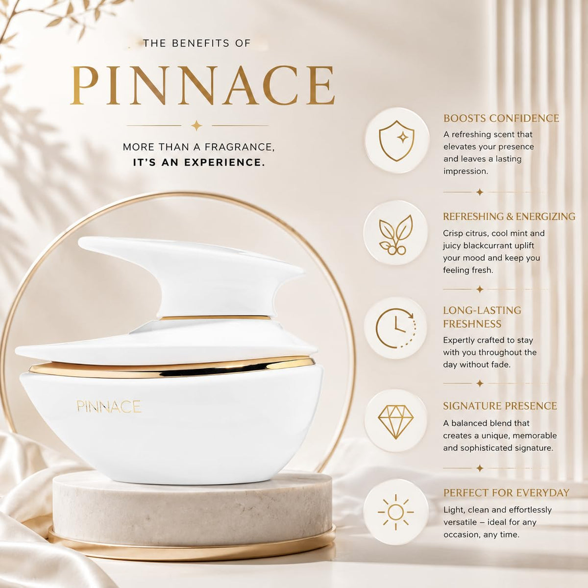 Bouteille de Pinnace Eau de Parfum Unisexe à côté d'accessoires de mode