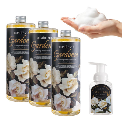 Bouteille de recharge de savon moussant ROMIIE ZOI Gardenia 1000ml vue de face
