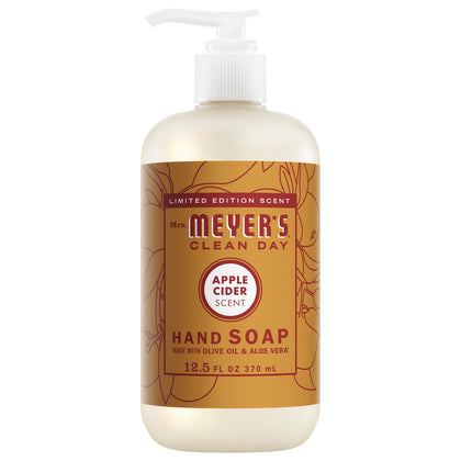 Bouteille de savon liquide Mrs. Meyer’s 12,5 Fl Oz parfum pomme épicée vue avant