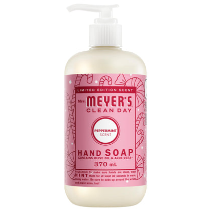 Bouteille de savon mains liquide Mrs. Meyer's à la menthe poivrée 370 ml