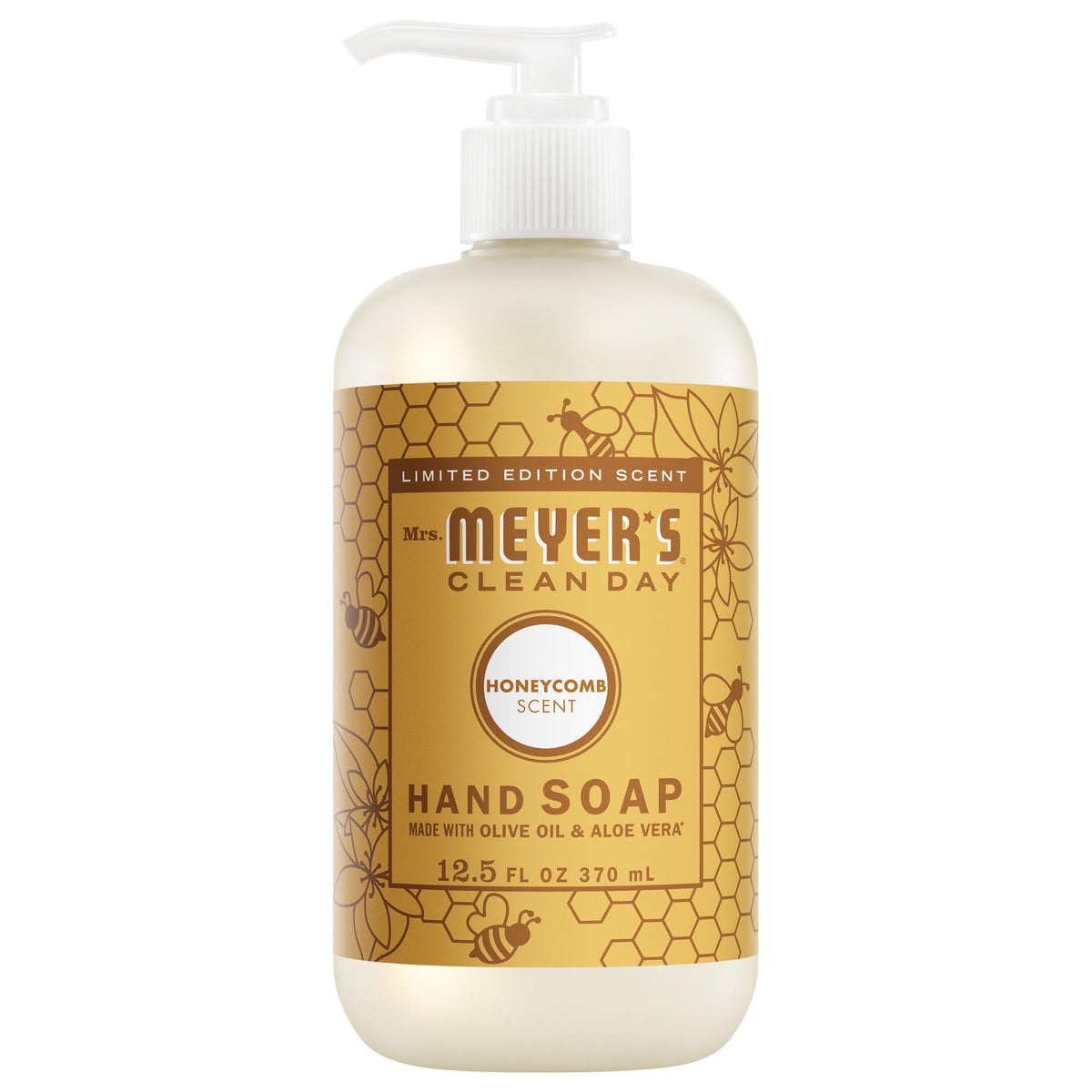 Bouteille de savon mains Mrs. MEYER'S 12,5 Fl Oz au parfum miel vue de face