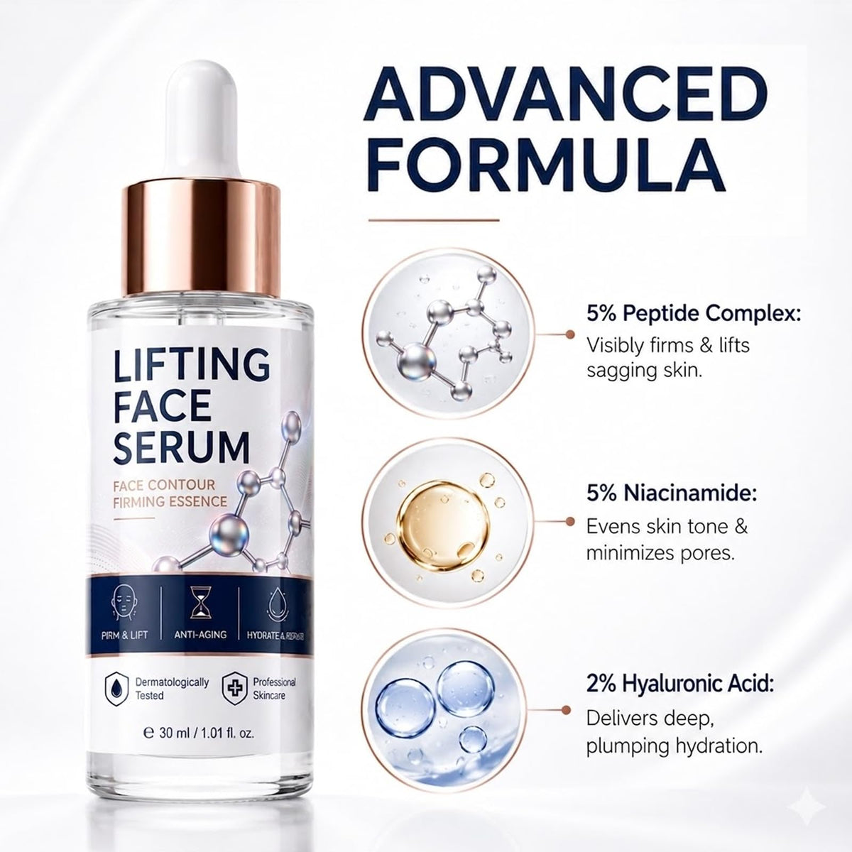 Bouteille de sérum sur une table de salle de bain