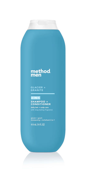 Bouteille de shampoing et après-shampoing 2 en 1 Method Glacier + Granite 14 oz