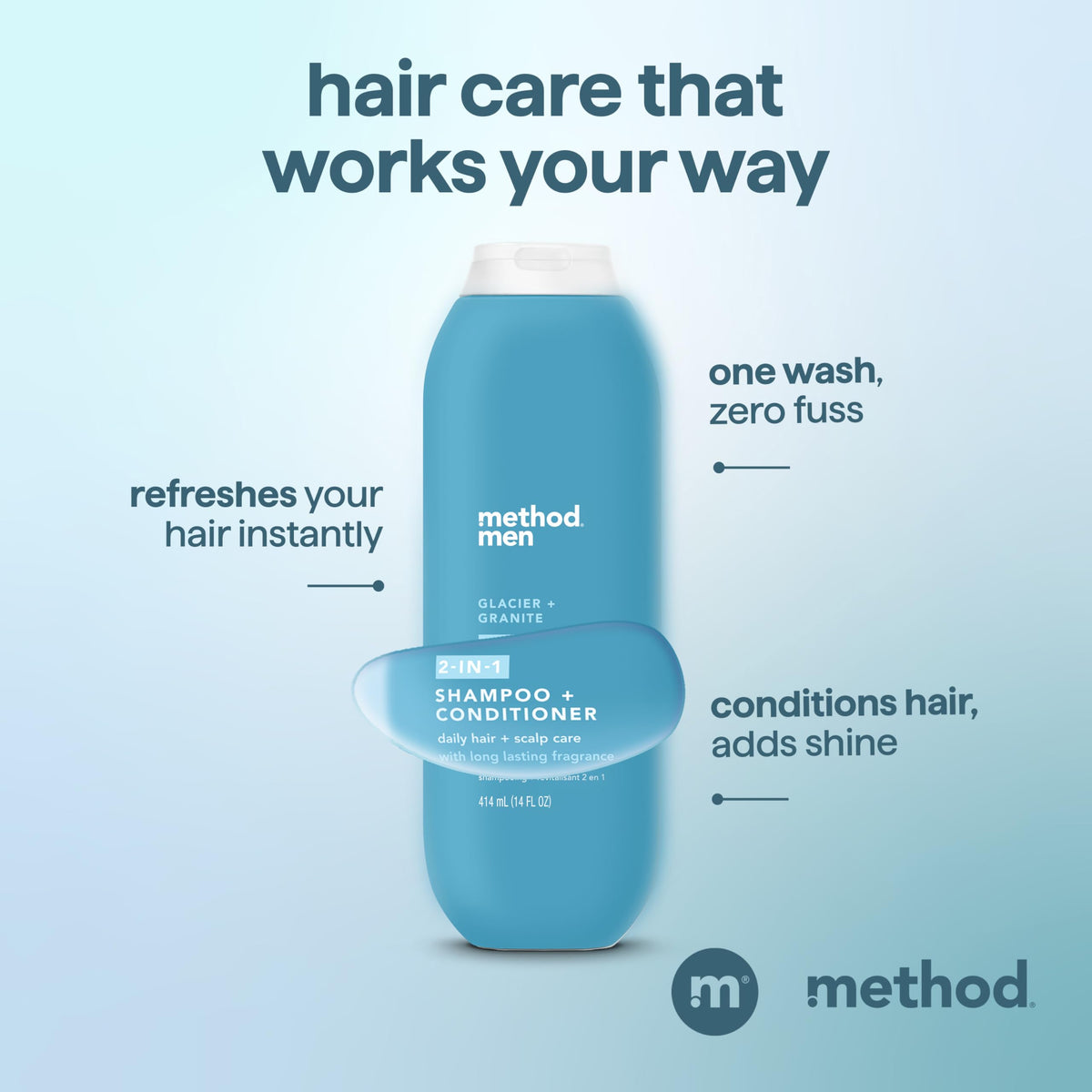Bouteille de shampoing Method en position verticale
