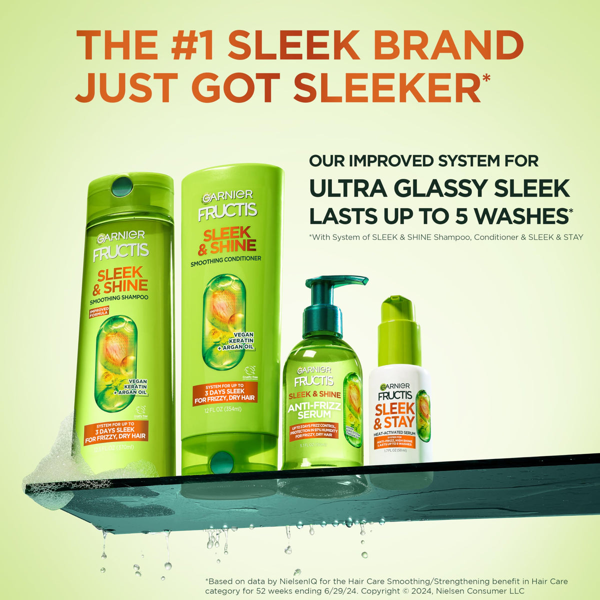 Bouteille de shampooing Garnier Fructis au premier plan, vue de face