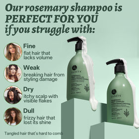 Bouteille de shampooing L LUSETA avec étiquette romarin menthe