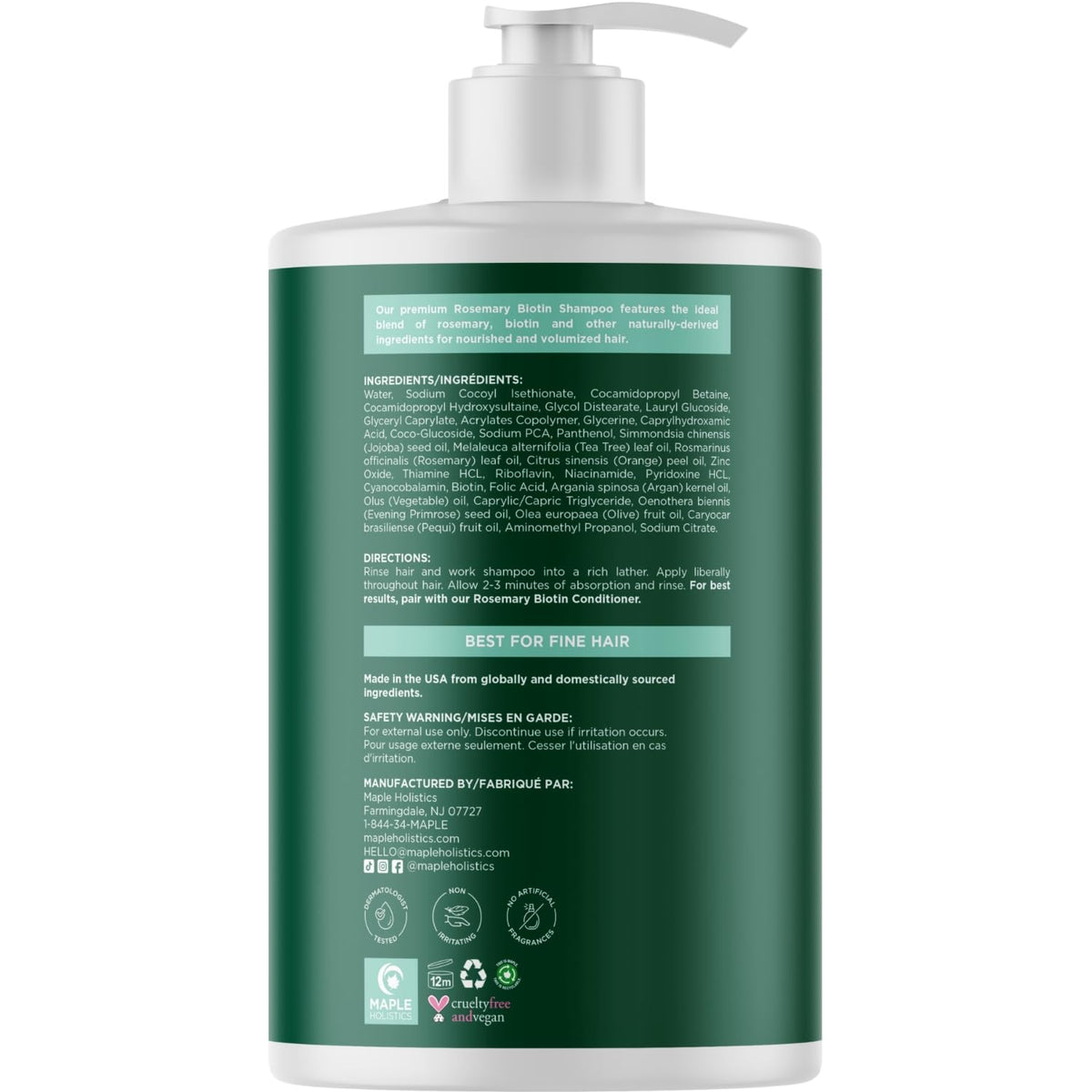 Bouteille de shampooing Maple Holistics dans une salle de bain