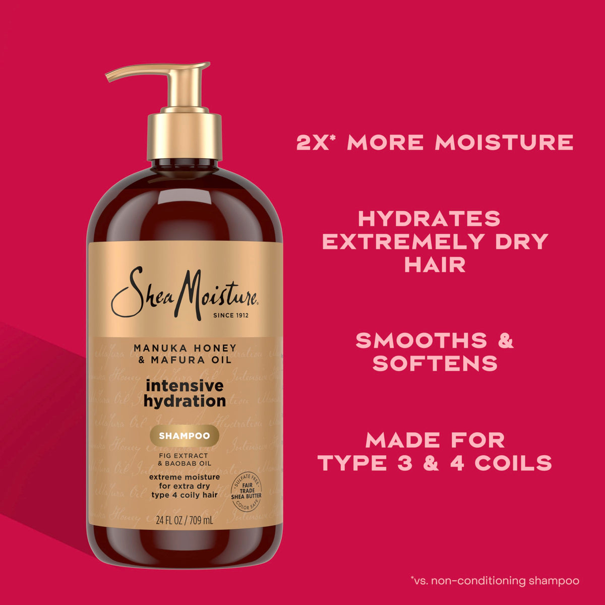 Bouteille de Shampooing Shea Moisture dans un décor naturel