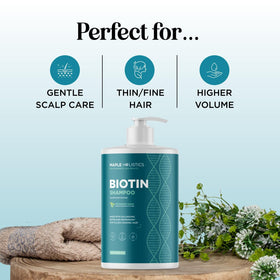 Bouteille de shampooing volumisant avec étiquette visible