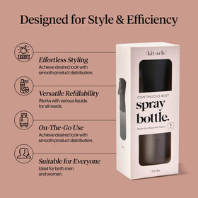 Bouteille de spray Kitsch sur une table avec des produits de beauté