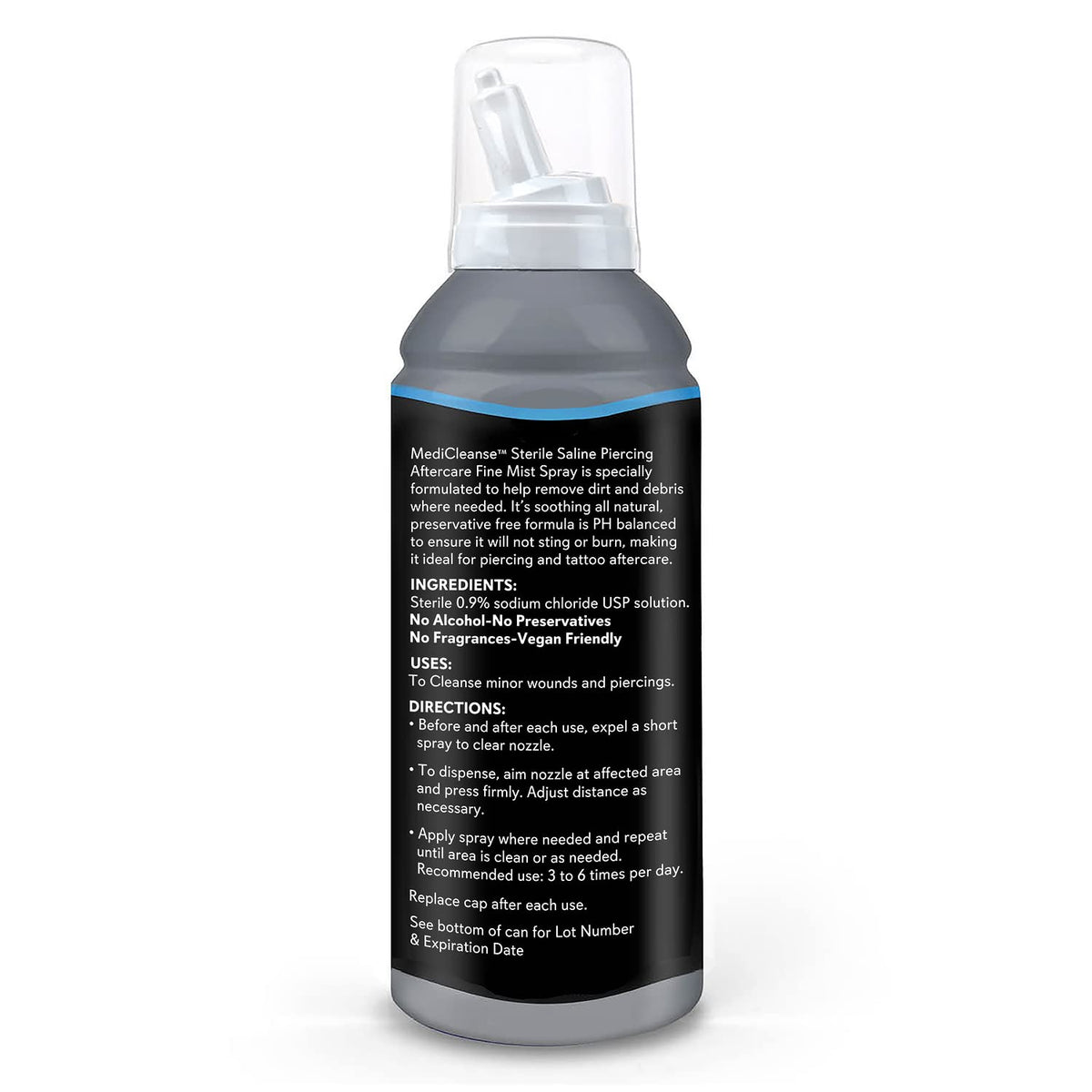 Bouteille de spray salin stérile MediCleanse avec buse pulvérisatrice