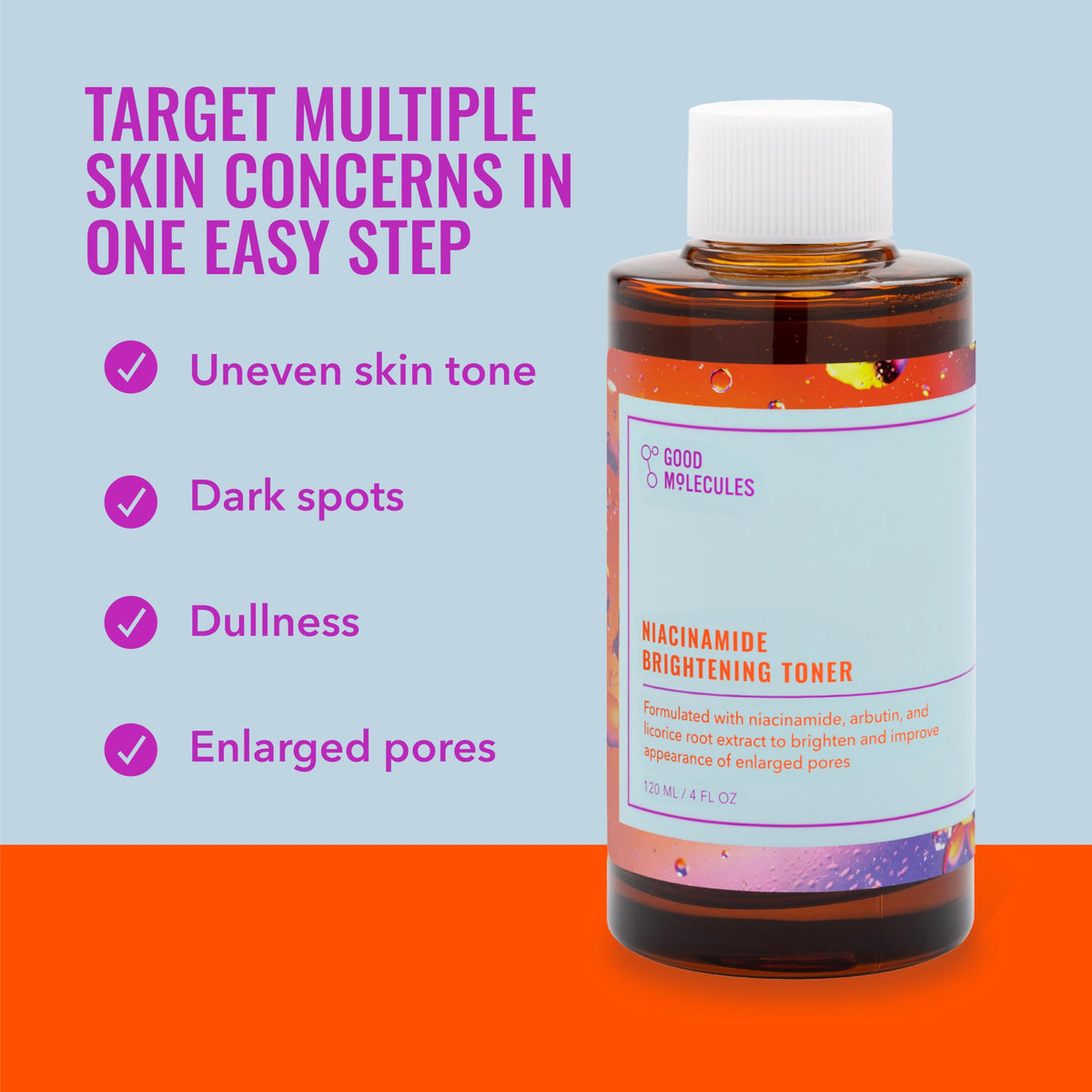 Bouteille de Toner Éclaircissant Niacinamide Good Molecules en gros plan