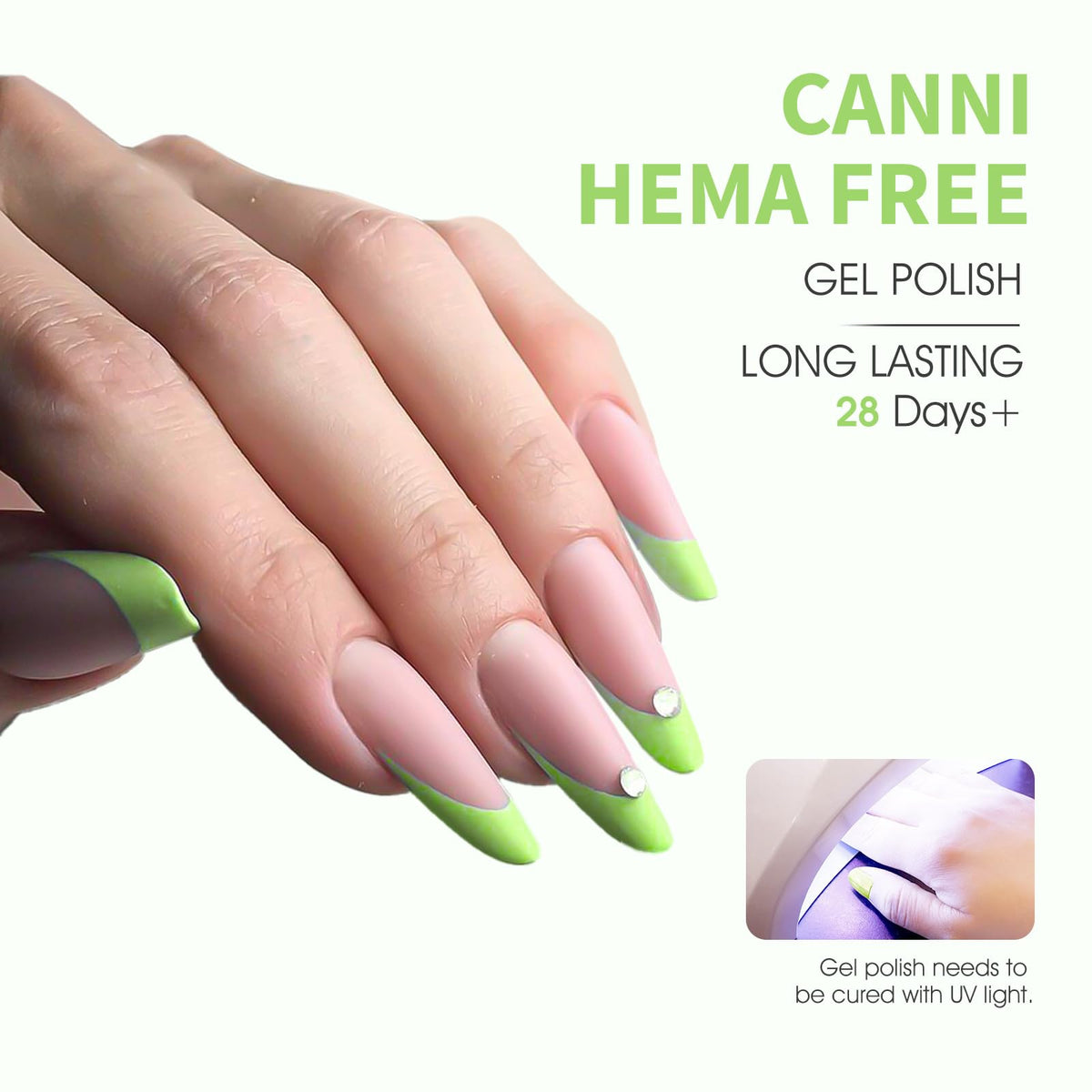 Bouteille de vernis à ongles CANNI avec couleur visible