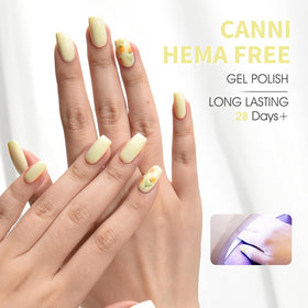 Bouteille de vernis à ongles CANNI jaune pastel profil