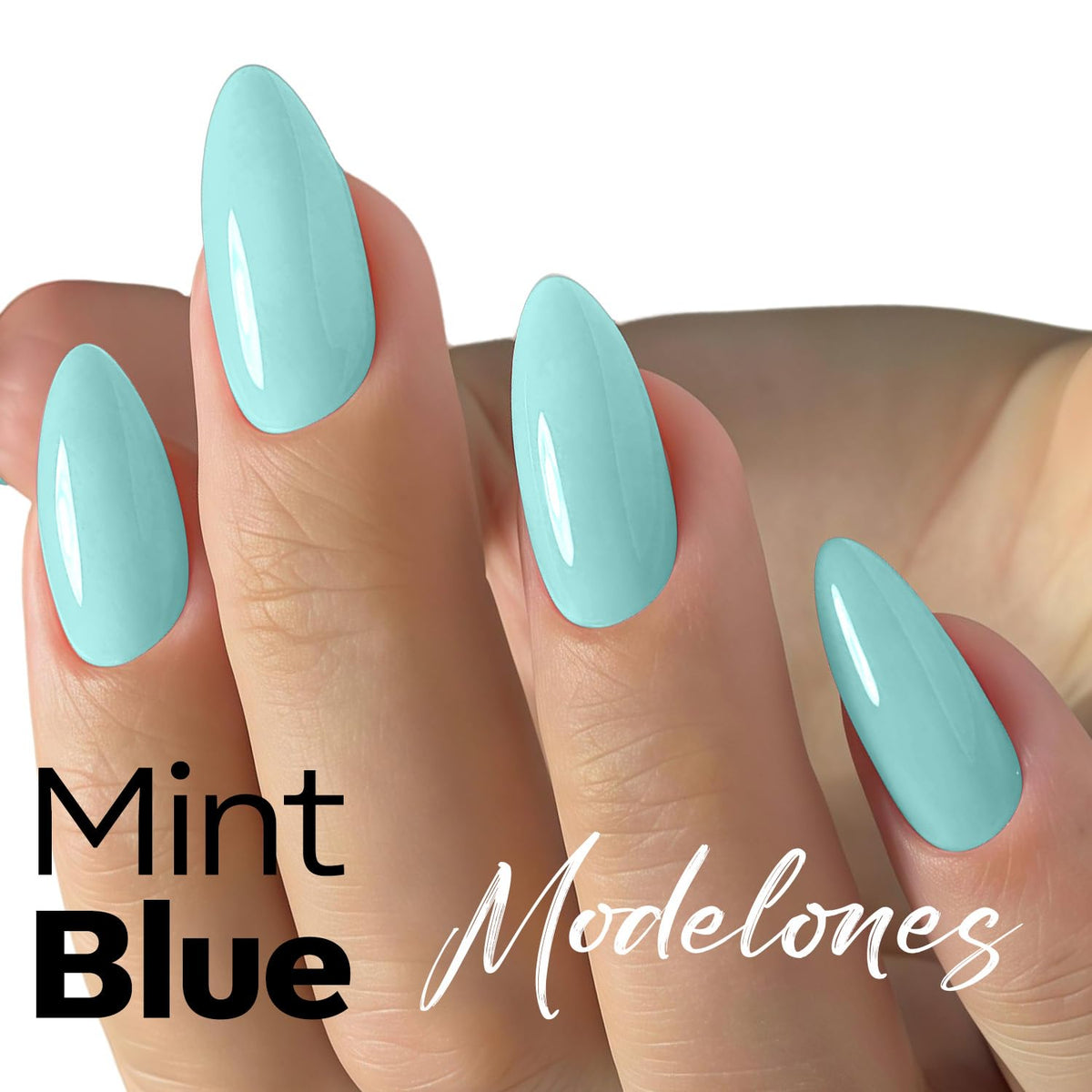 Bouteille de Vernis à Ongles Gel Bleu modelones avec étiquette