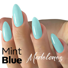 Bouteille de Vernis à Ongles Gel Bleu modelones avec étiquette