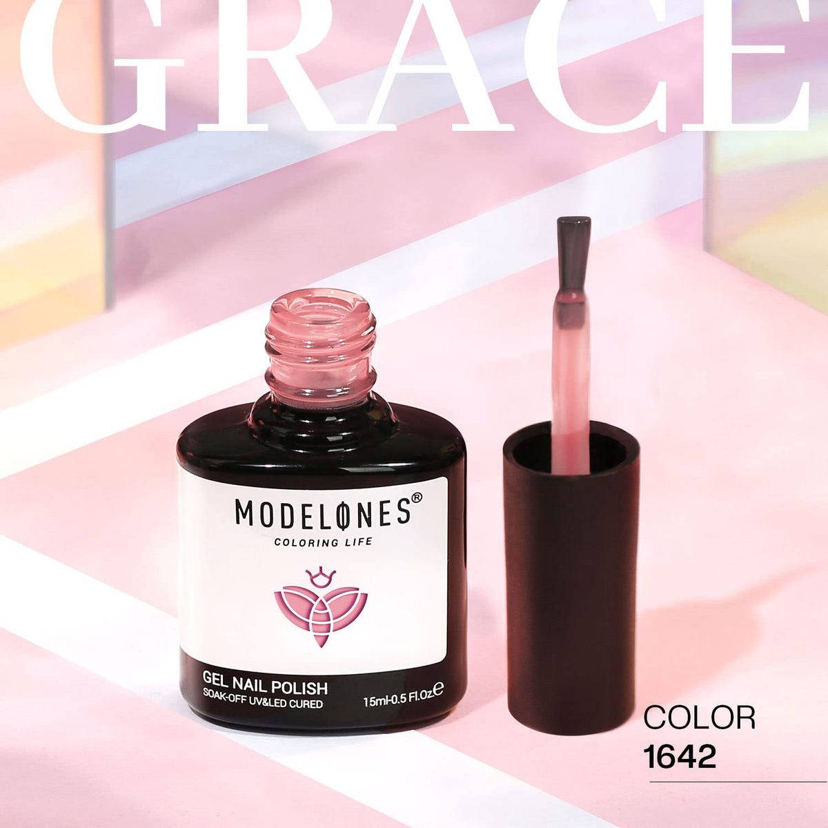 Bouteille de vernis à ongles gel jelly rose modelones 15ml