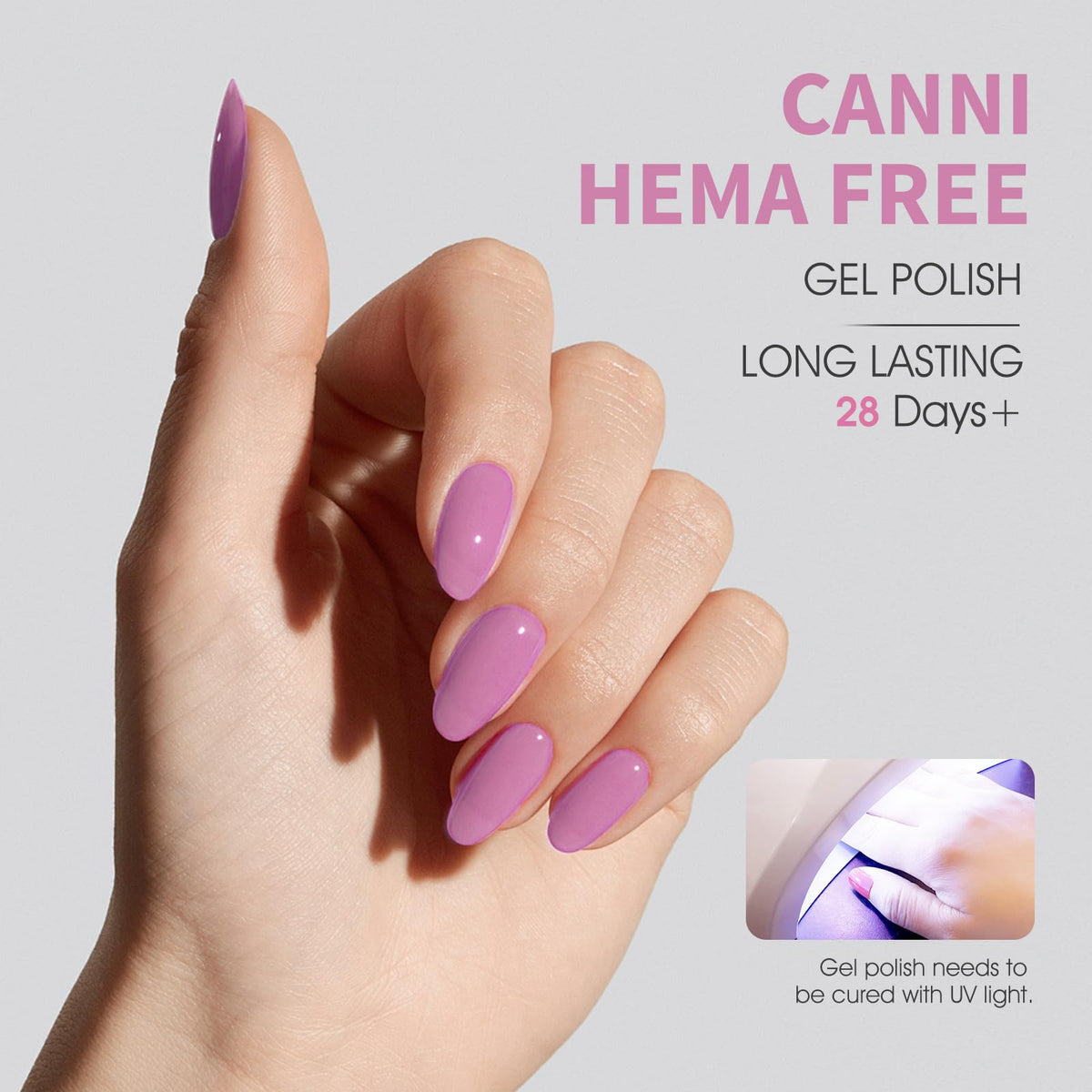 Bouteille de vernis à ongles violet CANNI avec étiquette visible