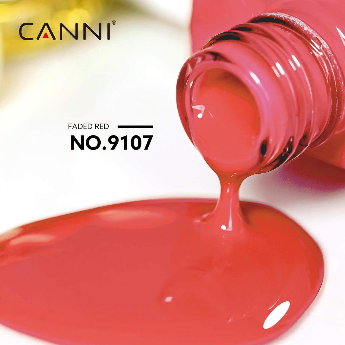 Bouteille de vernis gel CANNI rouge orange 41g vue de côté