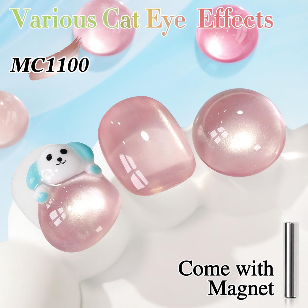 Bouteille de vernis gel Cat Eye avec effet holographique