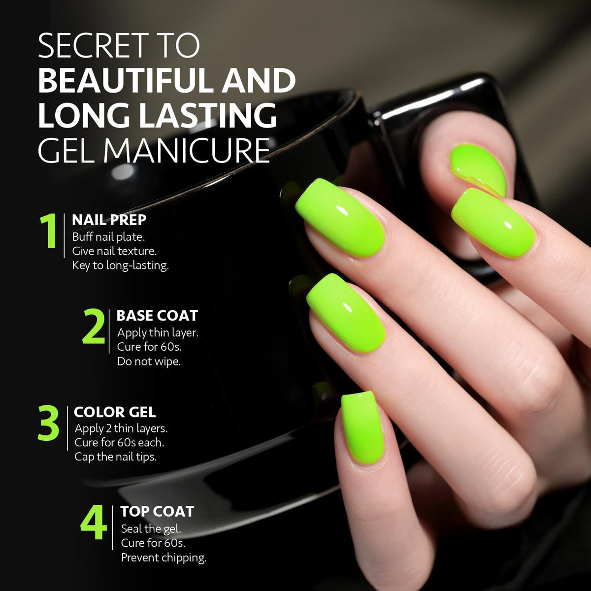 Bouteille de vernis gel GAOY vert néon 16ml