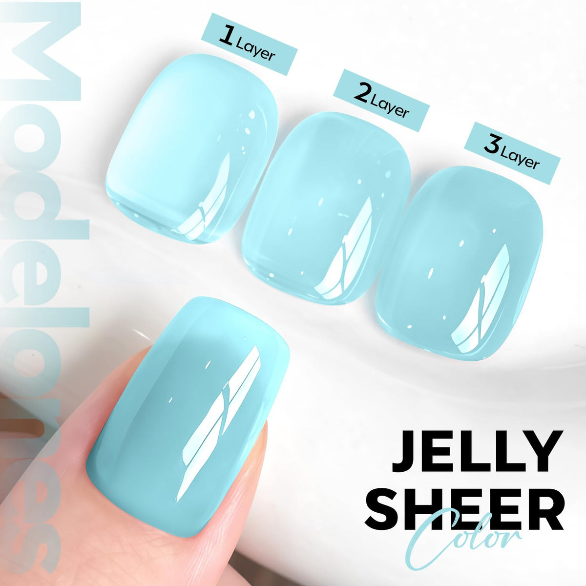 Bouteille de vernis gel jelly bleu modelones avec bouchon