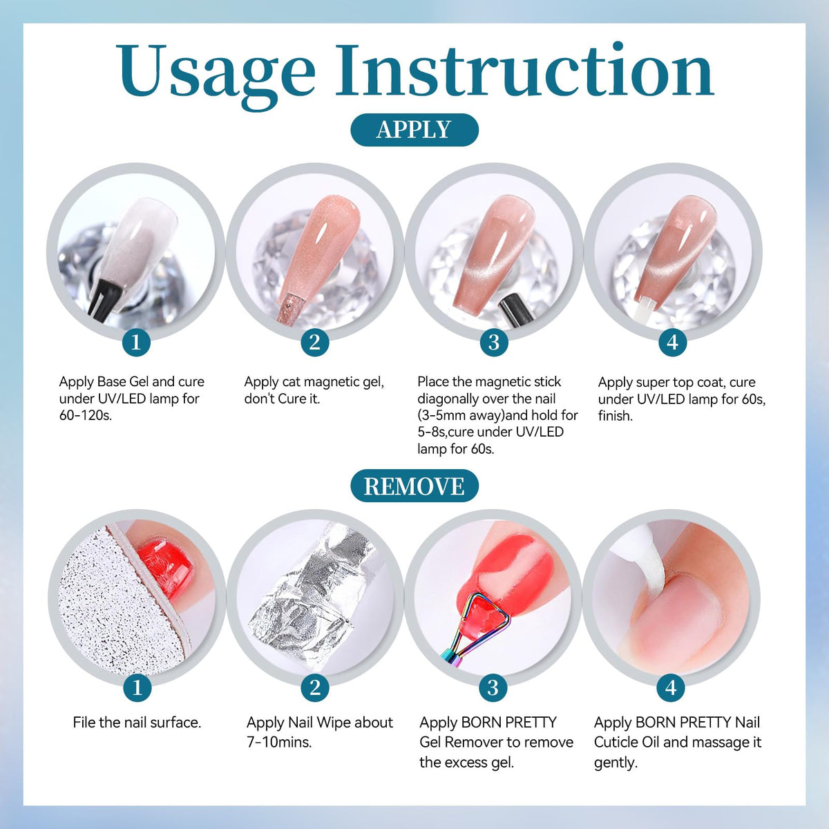 Bouteille de vernis gel magnétique Cat Eye avec bouchon et applicateur