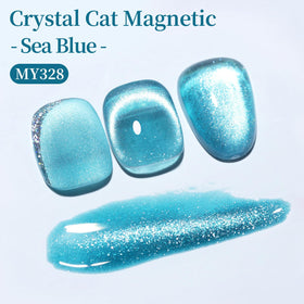 Bouteille de vernis gel magnétique Cat Eye bleu ciel avec effet holographique