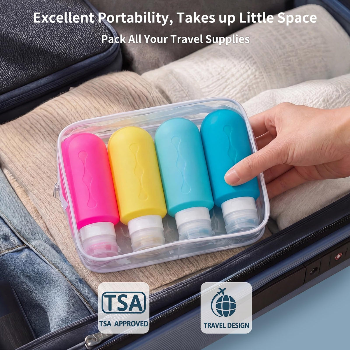 Bouteille de voyage Gemice en silicone sans BPA
