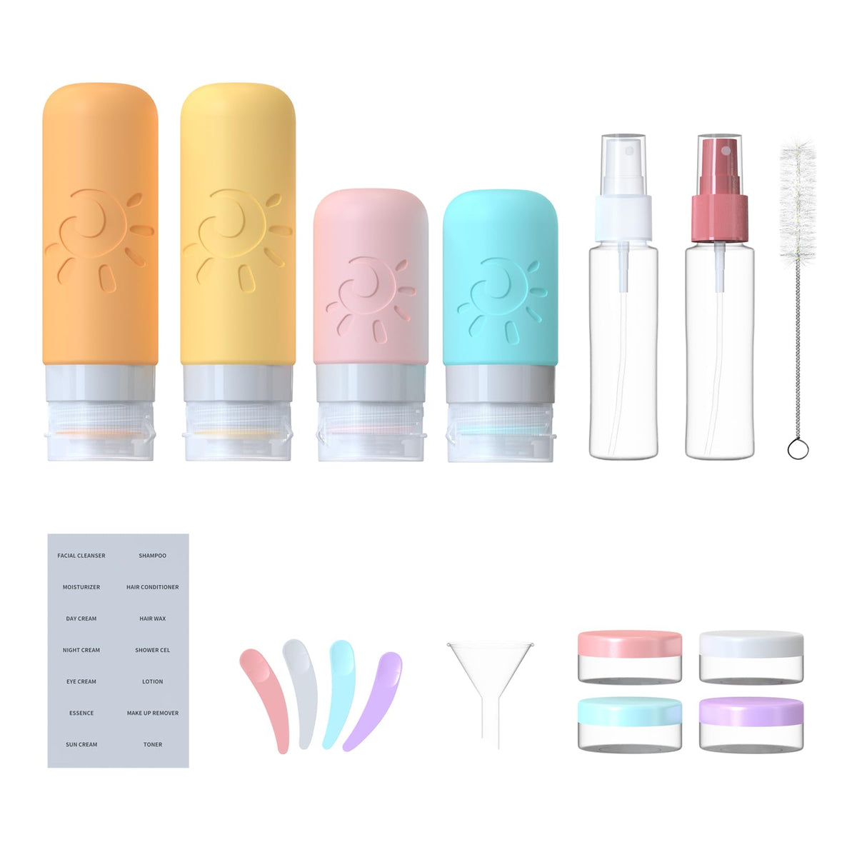 Bouteille de voyage Zafit en silicone multicolore, vue de côté