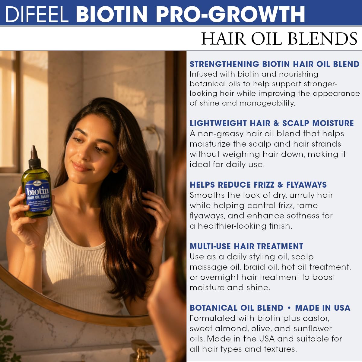 Bouteille Difeel Biotine avec ingrédients botaniques