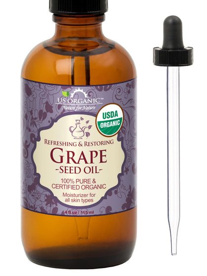 Bouteille en verre ambré de l'huile de pépin de raisin US Organic 115ml
