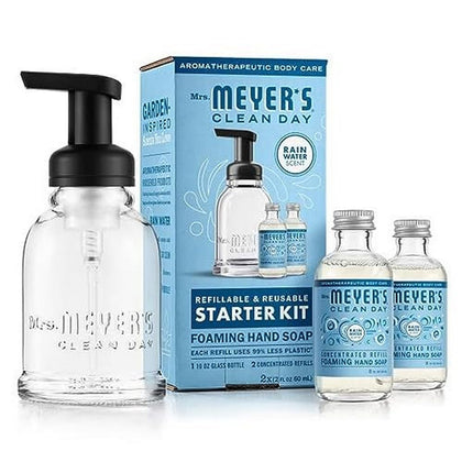 Bouteille en verre réutilisable avec savon moussant Mrs. MEYER'S Eau de Pluie