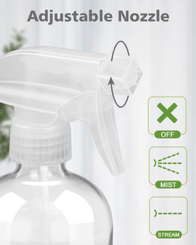 Bouteille en verre Rionisor avec buse réglable en position brume