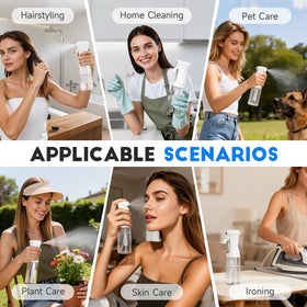 Bouteille spray Plaode sur une table de salon avec accessoires de beauté